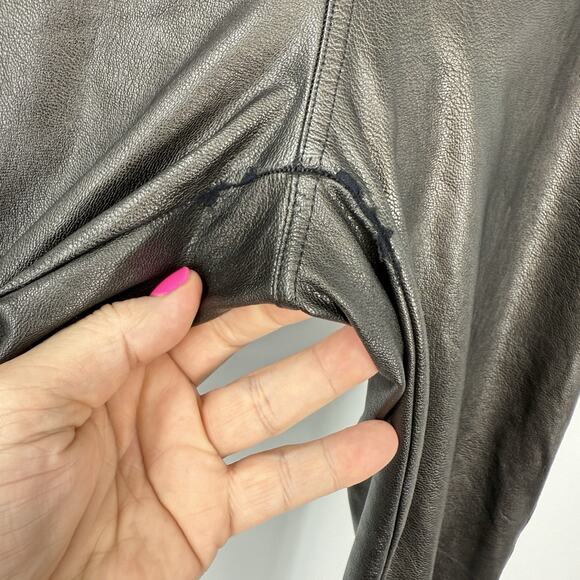 Spanx Faux Leather Like Ankle Skinny Jeans Brown Women size Small Petite 20282Q - Picture 8 of 14